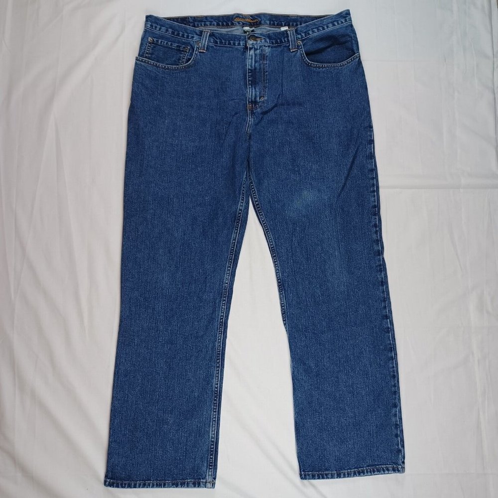 Eddie Bauer Men's Size 31x32 Straight Fit Specially Dyed Denim Blue Jeans